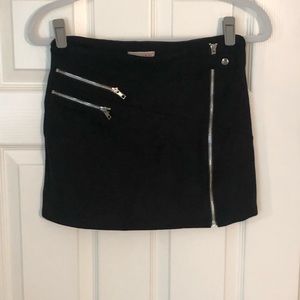 Black velvet mini skirt